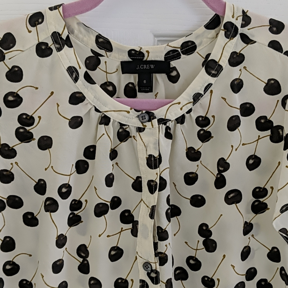 J. Crew Cherry Flutter Sleeve Shell - image 3